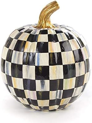 MacKenzie-Childs Courtly Check Black-and-White Small Decorative Pumpkin for Fall Decor, Autumn De... | Amazon (US)