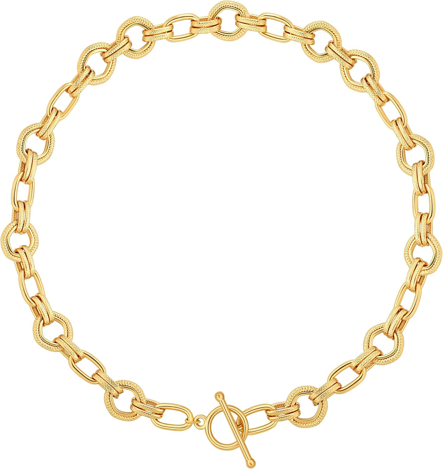 CANEVINKA 18K Gold Plated Chunky Oval Chain Choker Dainty Thick Chain Link Adjustable Layering Jewelry for Women | Amazon (US)