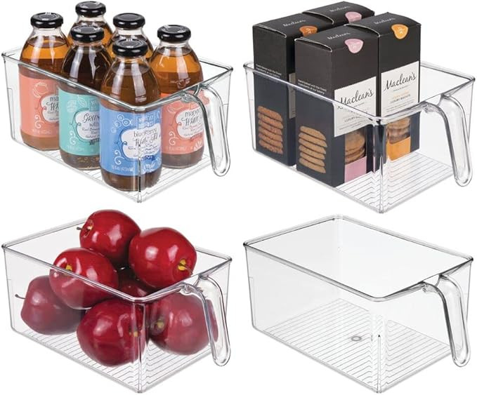 mDesign Plastic Kitchen Pantry Cabinet Refrigerator Food Storage Organizer Bin Holder with Handle... | Amazon (US)