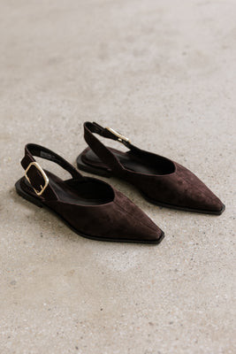 Steve Madden Shay Slingback Flats in Brown Suede - 7.5 / Brown | Böhme US