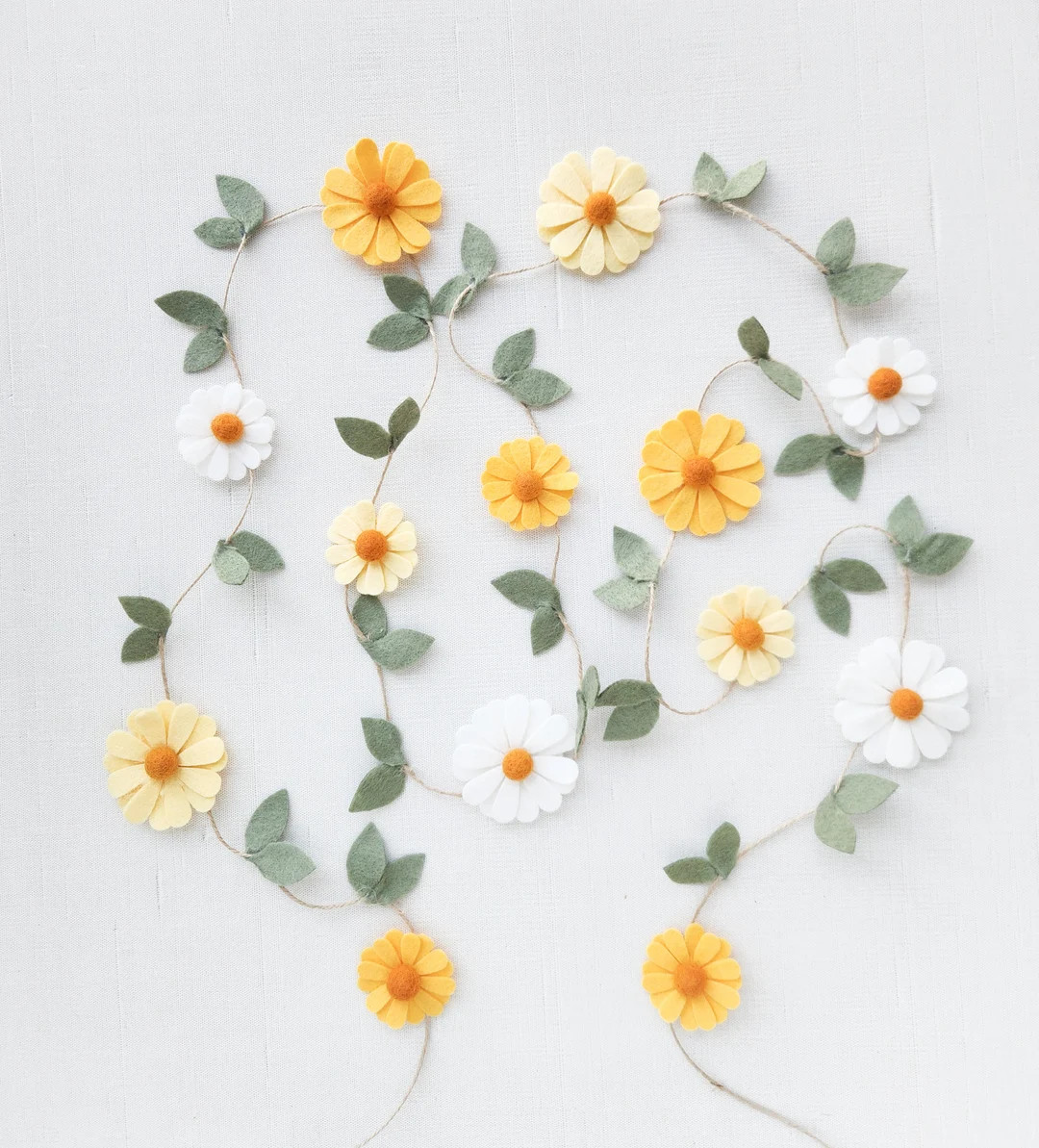 Wool Felt Daisy Garland: Yellow & White Spring Decor | Etsy (US)
