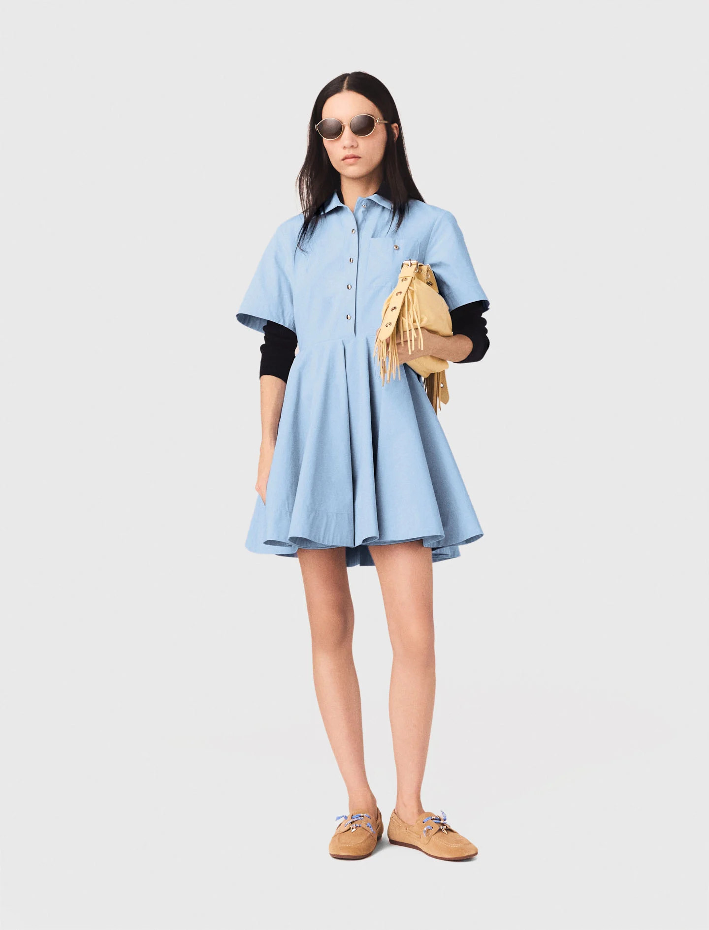 Flared shirt dress Blue for Women | Maje | Maje EU