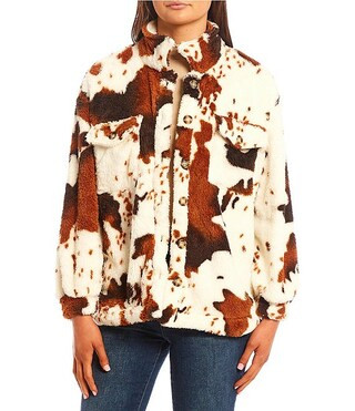Cow Print Button Down Shacket | Dillard's