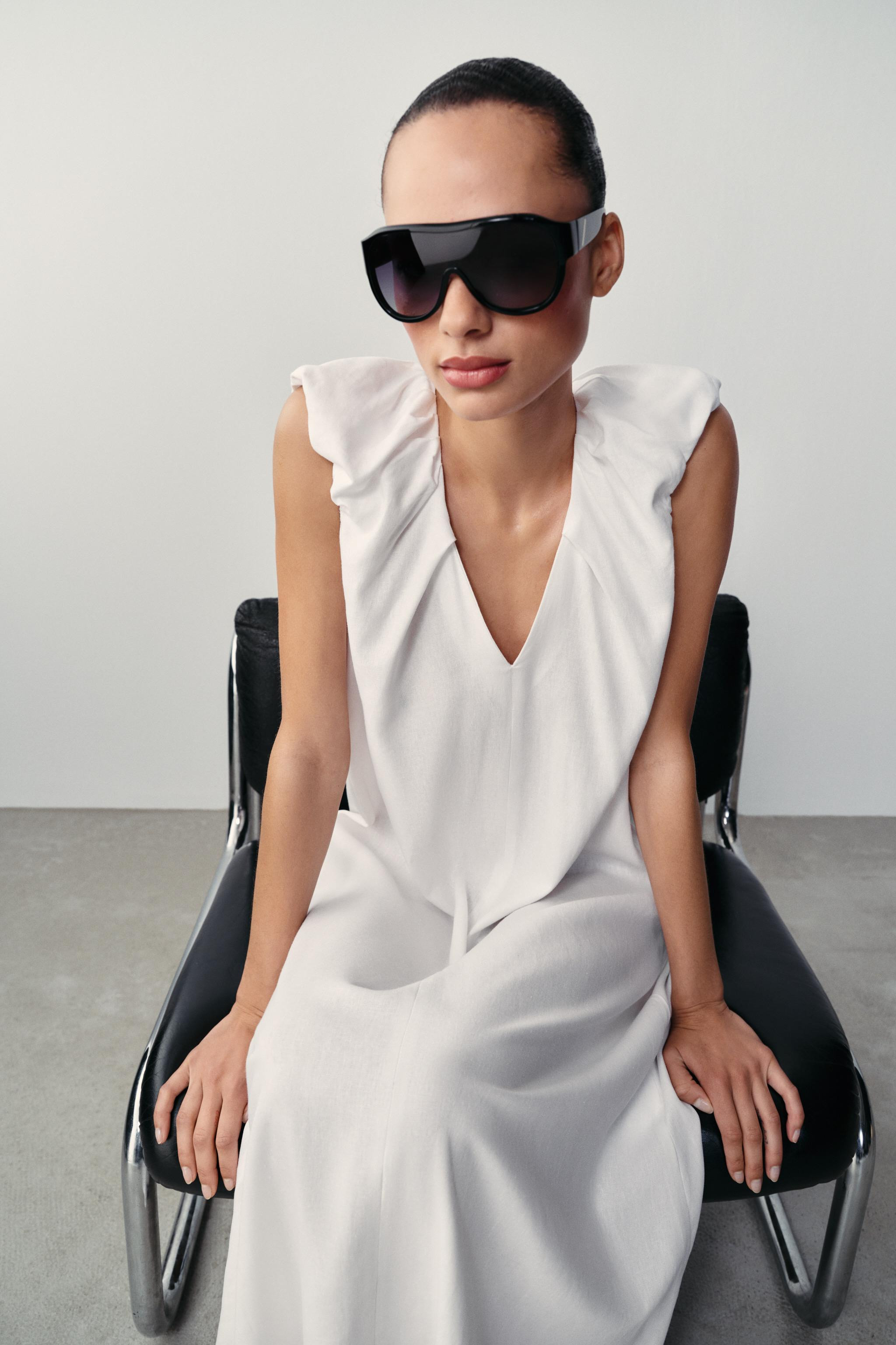 LINEN BLEND LONG DRESS | Zara UK