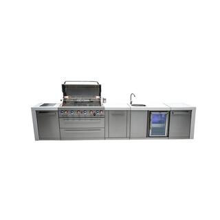 Deluxe Series 6-Burner Modular Outdoor Kitchen Propane Natural Gas with Beverage Center Grill Island in Stainless Steel | The Home Depot