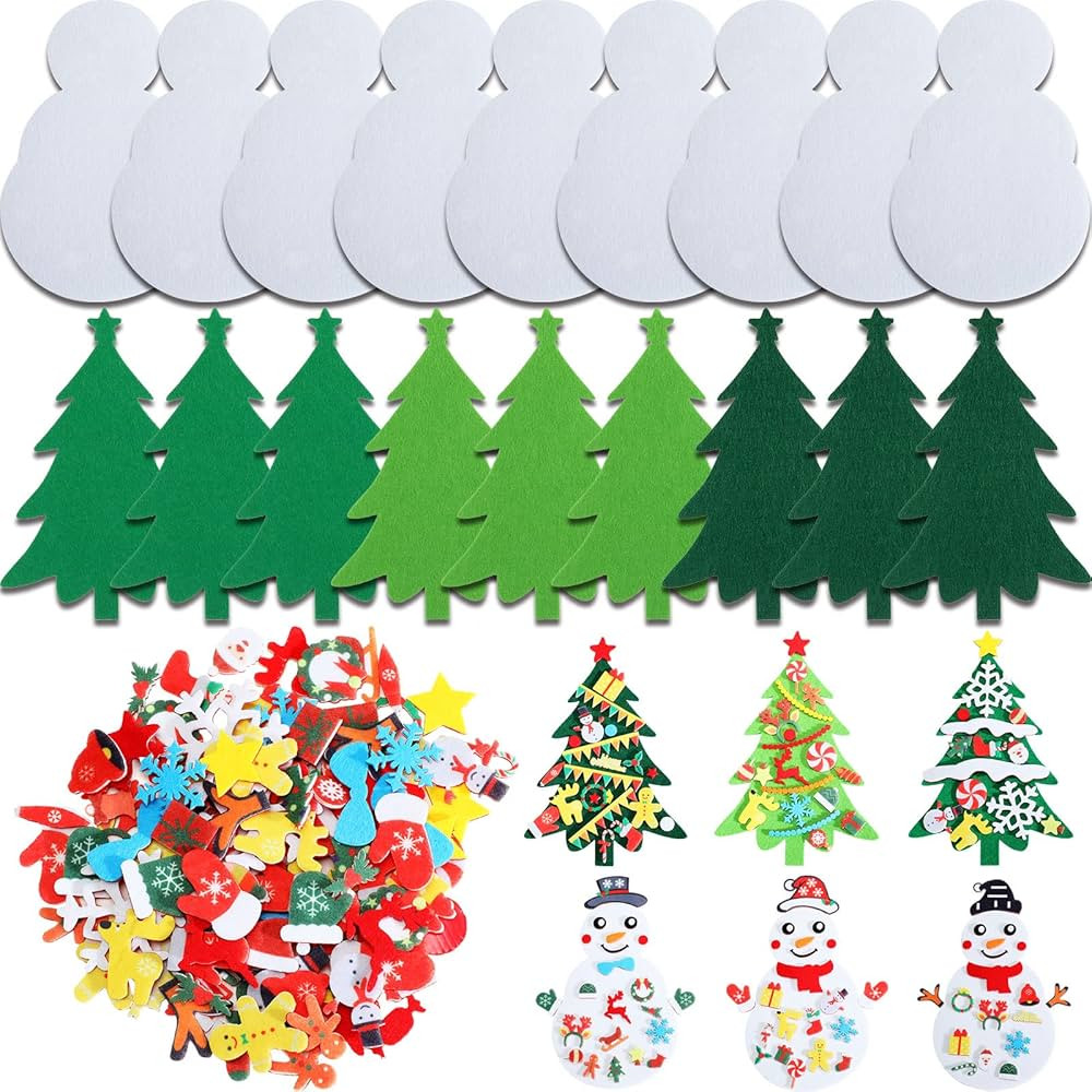 Tatuo Christmas Felt Craft Kits for Kids DIY Christmas Tree and Snowman Set Crafts Christmas Tree... | Amazon (US)