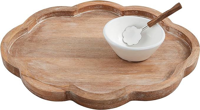 Mud Pie Scalloped Tray Serving Set, 16" x 12.75", BROWN | Amazon (US)