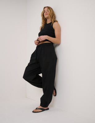 Black High Waisted Ballon Leg Trousers | Nobody's Child