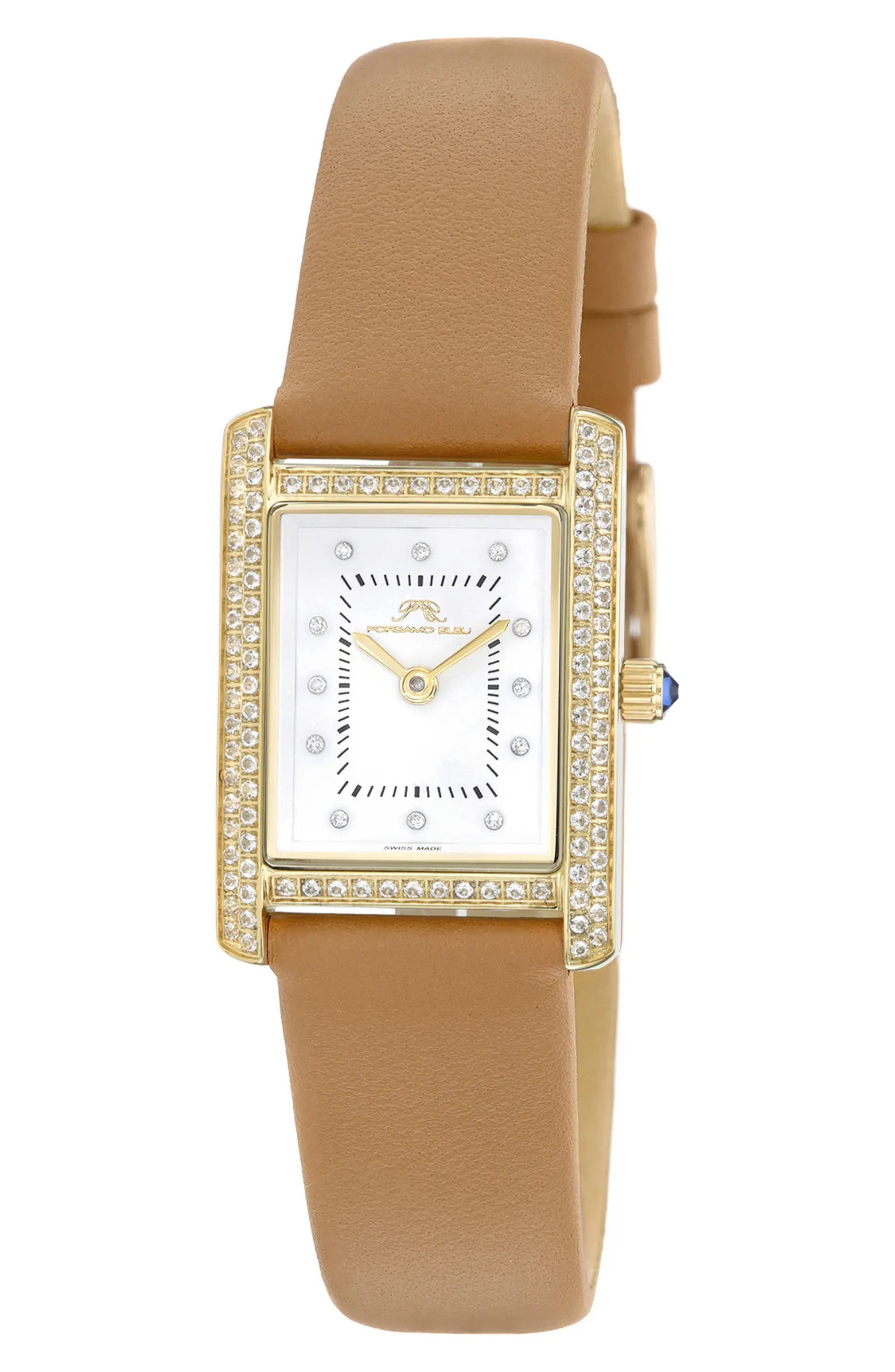 Karolina Diamond & Topaz Leather Strap Watch, 30mm | Nordstrom Rack