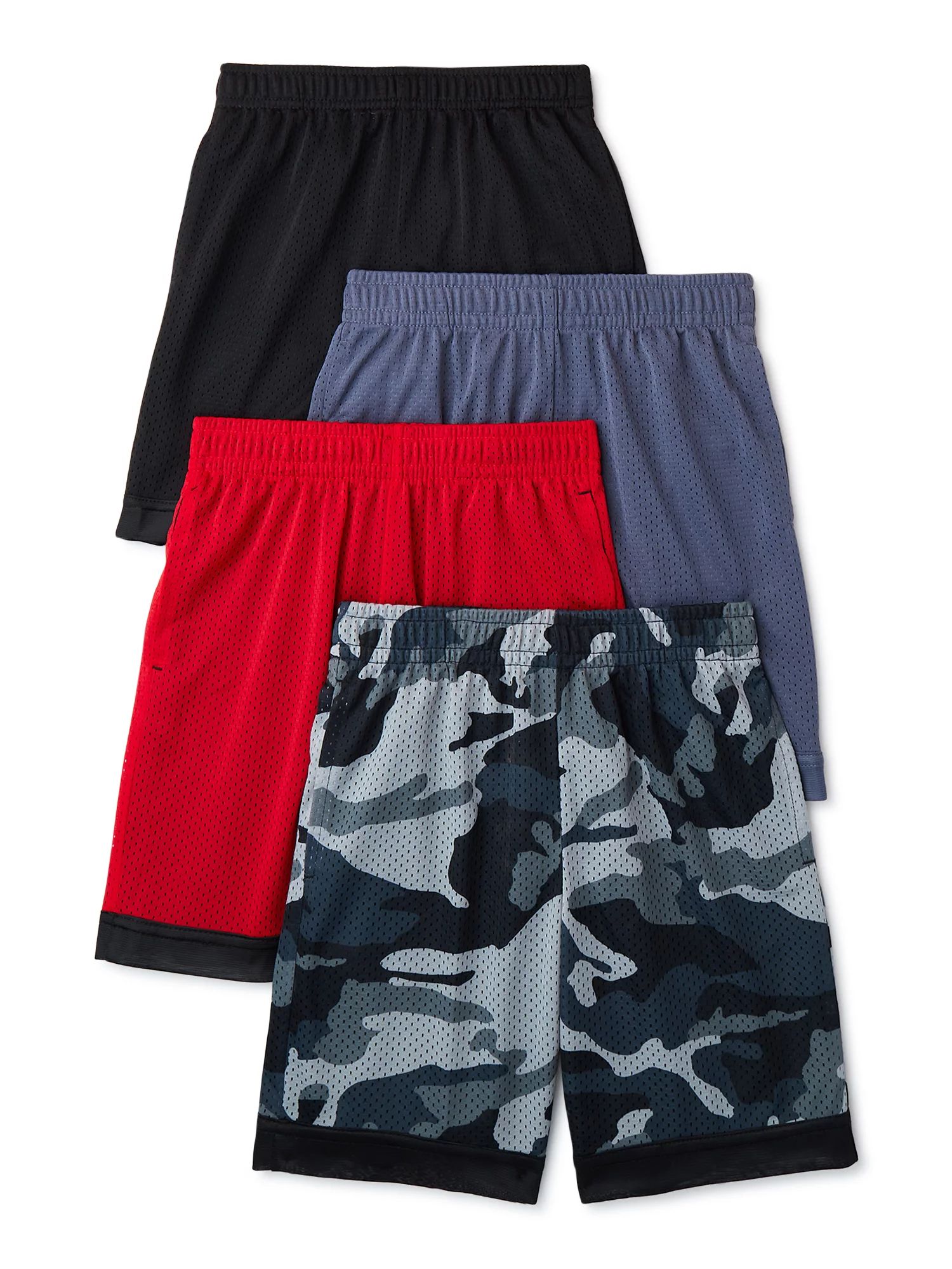 Athletic Works Boys Mesh Shorts, 4-Pack, Sizes 4-18 & Husky - Walmart.com | Walmart (US)