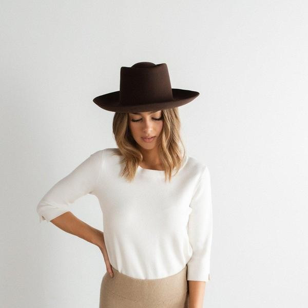 Ty  Upturned Brim - Dark Brown | Gigi Pip
