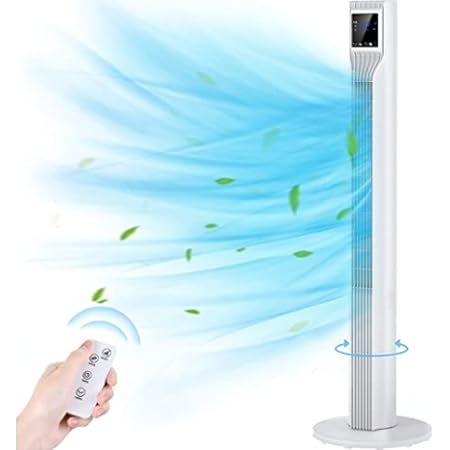 Bladeless Tower Fan - 43 Inch Standing Electric Cooling w/ Remote, 3 Wind Speeds & 3 Modes, 7.5H Tim | Amazon (US)