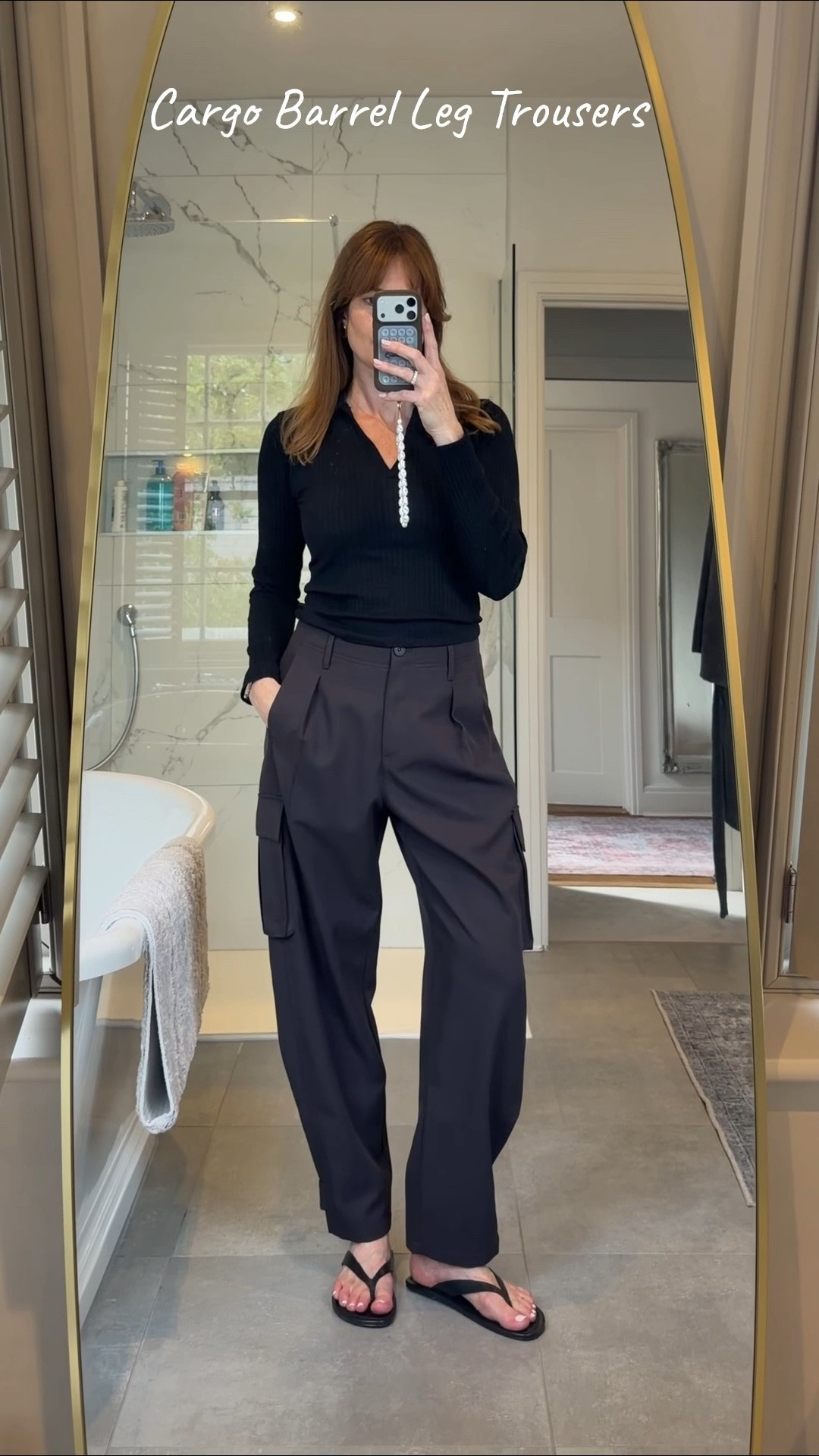 Dark brown cargo barrel leg trousers

#LTKspring #LTKuk
