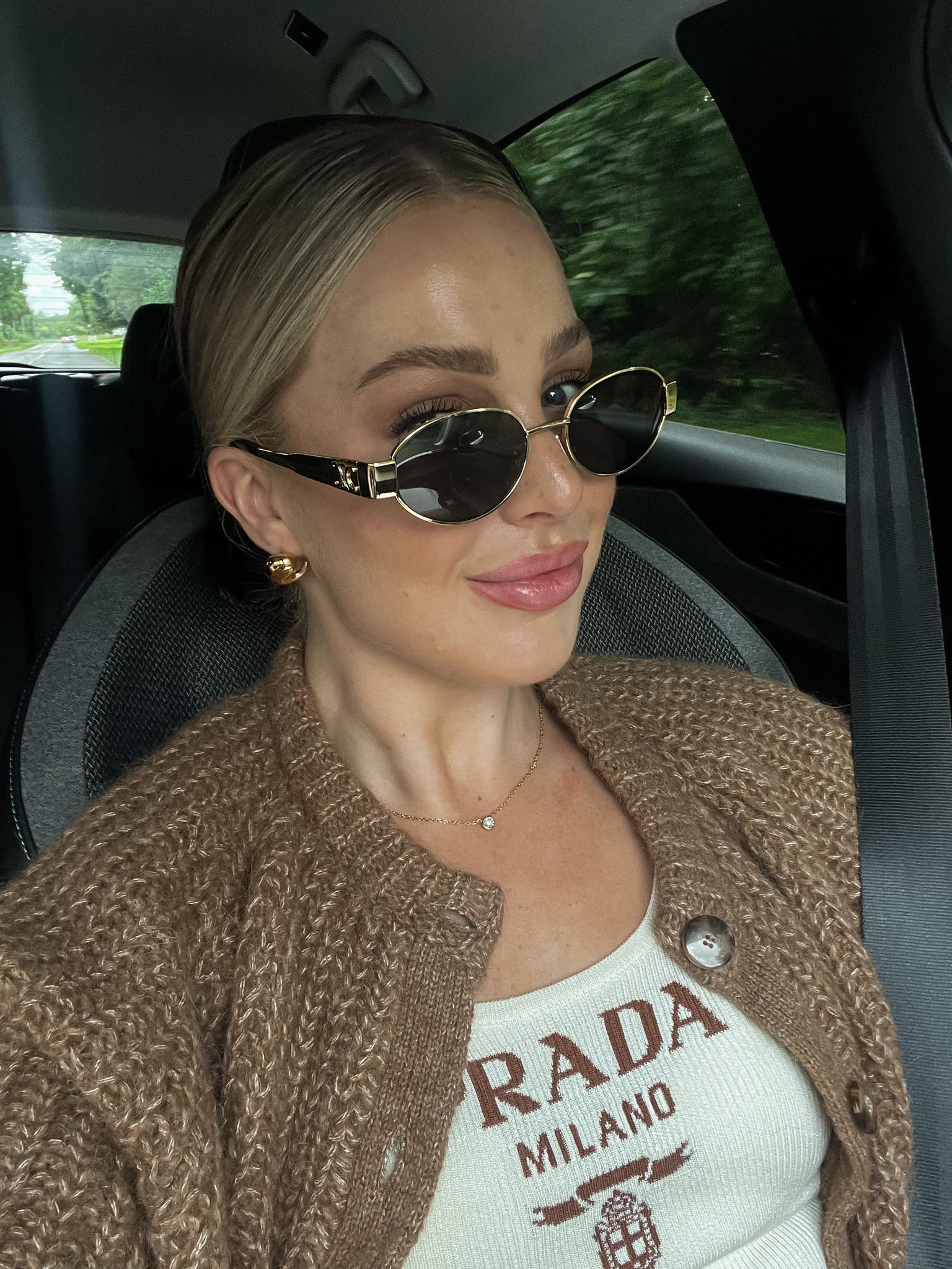Gold frame sunglasses, brown knitted cardigan, cream knitted top, sezane, prada, celine, H&M, transitional pieces

#LTKstyletip #LTKSeasonal #LTKeurope