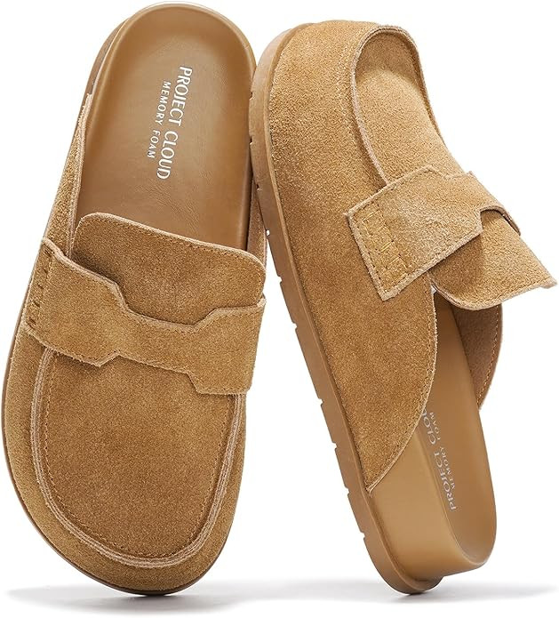 Project Cloud Genuine Suede Womens Clogs - Memory Foam Arch Support Women Shoes, Non Slip Sole Cl... | Amazon (US)