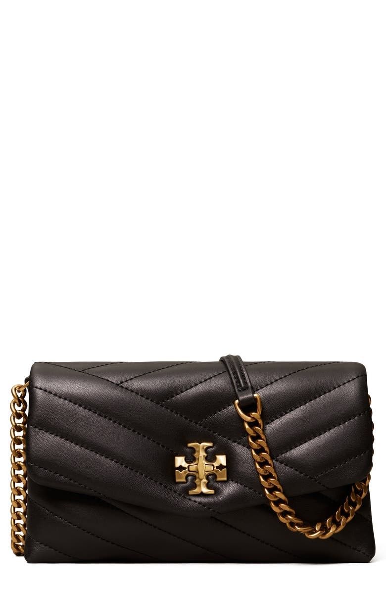 Kira Chevron Quilted Leather Wallet on a Chain Black Bag Black Bags Spring Outfits | Nordstrom