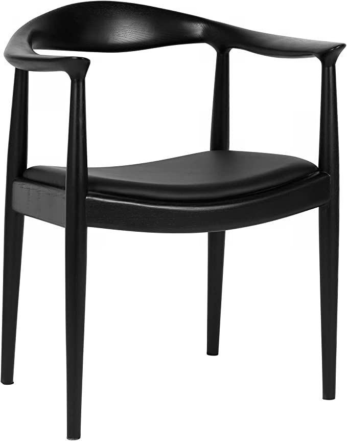 Kennedy Armchair Upholstered Dining Chair, Presidential Mid-Century Modern Accent Chair in Black | Amazon (US)