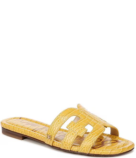 Sam Edelman Bay Crocodile Embossed Double E Logo Slide Sandals | Dillard's | Dillard's