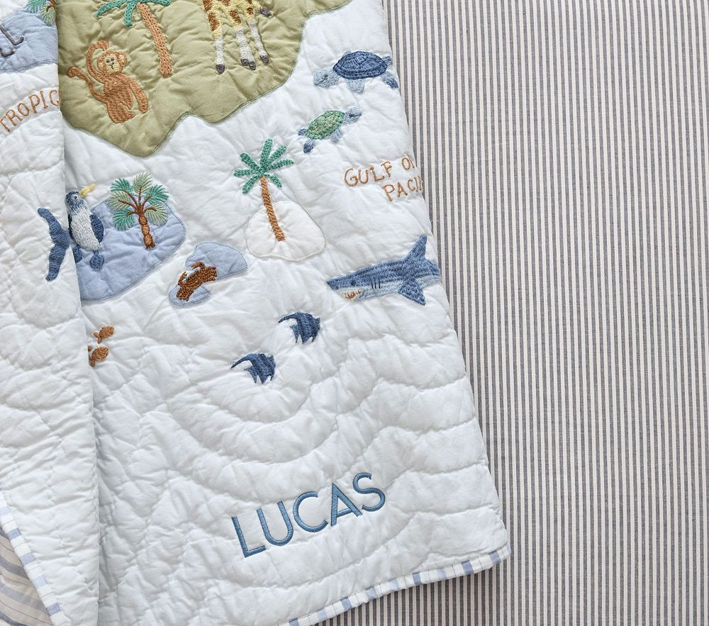 Oxford Stripe Organic Crib Fitted Sheet | Pottery Barn Kids