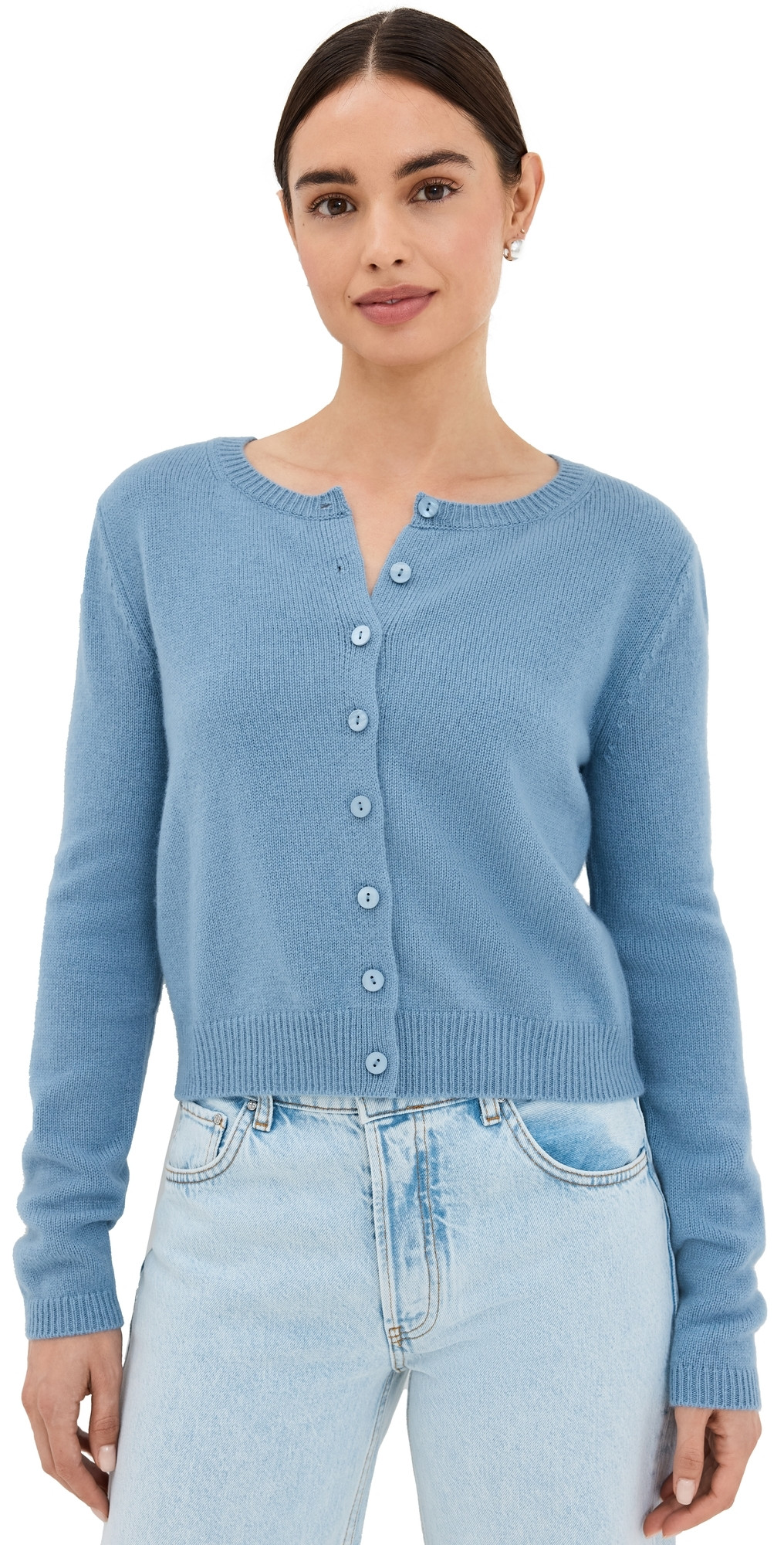 Reformation Clara Cashmere Crew Cardigan Bluebell S | Shopbop