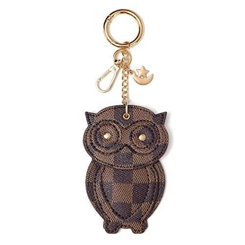 Daisy Rose Owl Key Chain Decoration for bags with clasp - Key FOB Ring - PU Vegan Leather (Brown) | Walmart (US)