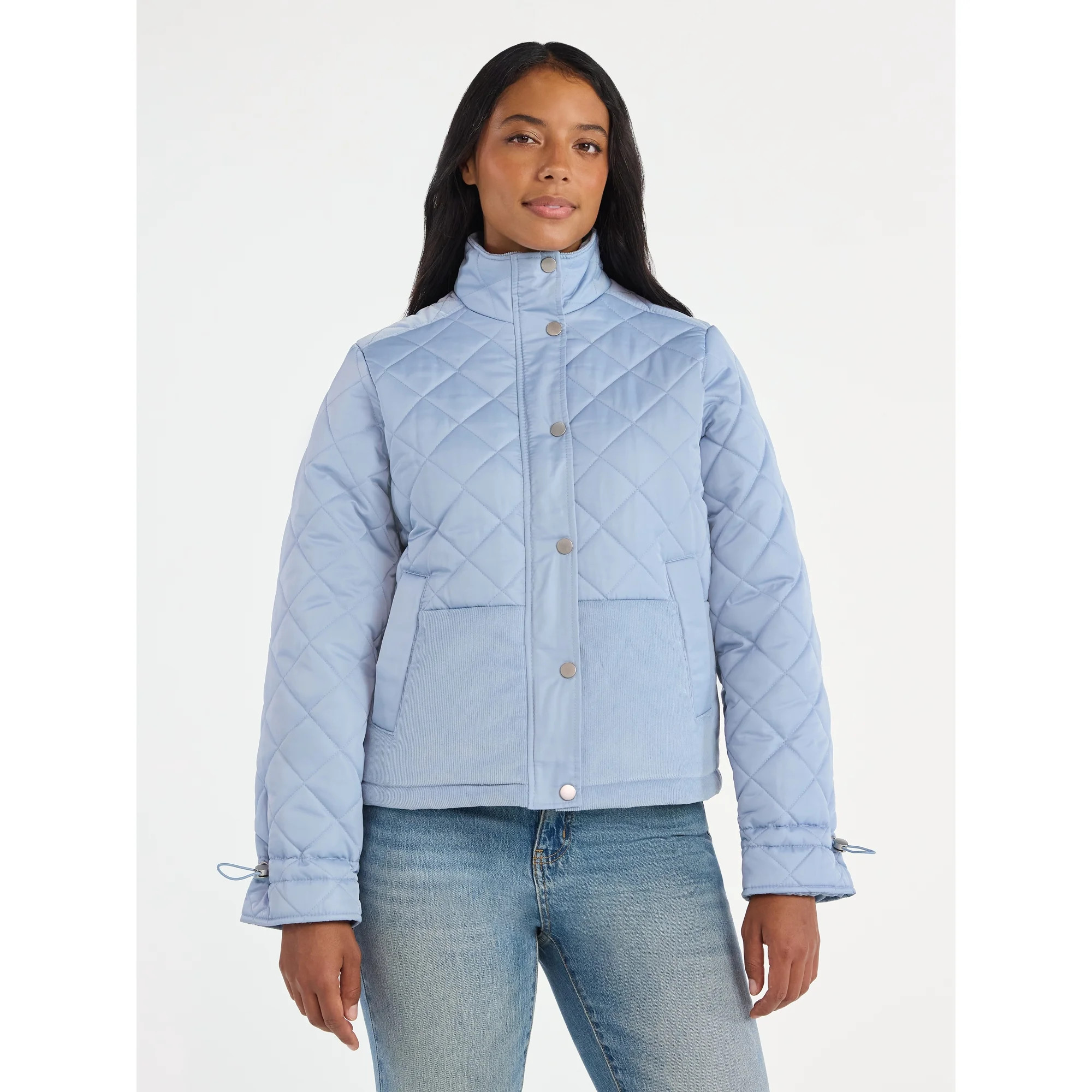 Time and Tru Women's and Women’s Plus Mixed Media Puffer Jacket, Sizes XS-2X | Walmart (US)