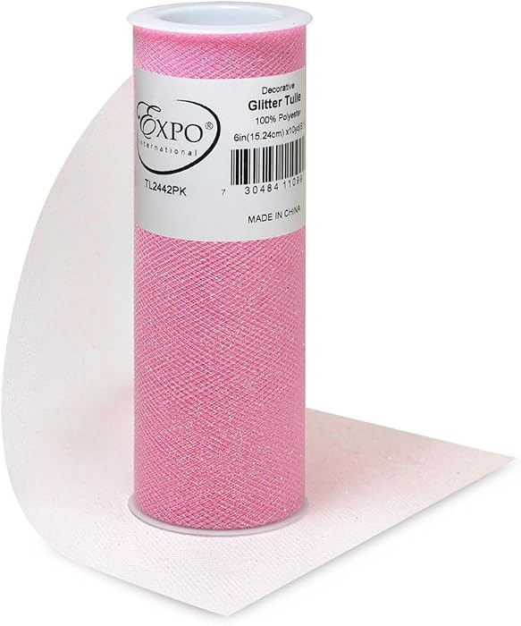 Expo International Decorative Glitter Tulle, Roll/Spool of 6\u201d X 10 Yards, Lightweight Polyes... | Amazon (US)