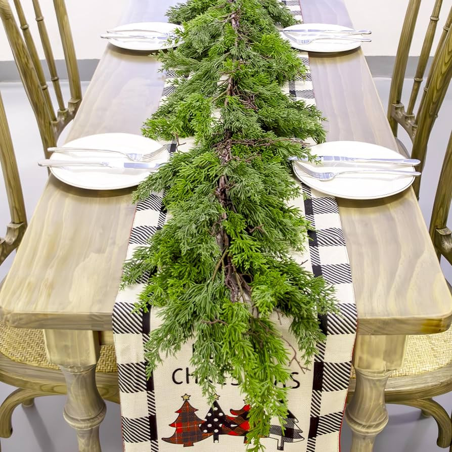 CHEAWRTZ Christmas Pine Garland, Real Touch Pine Garland, 6FT Cypress Garland Artificial Green Ga... | Amazon (US)