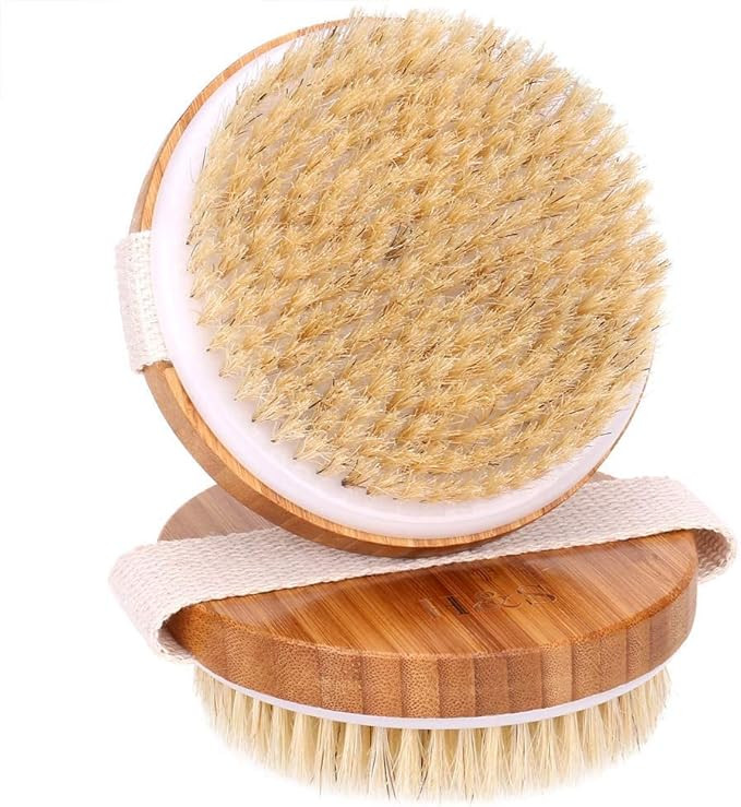 H&S Round Body Brush for Exfoliating Skin, 2 Pcs – Natural Bristles Cellulite Shower Scrubber f... | Amazon (US)