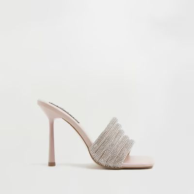 Pink diamante heeled mules | River Island (UK & IE)