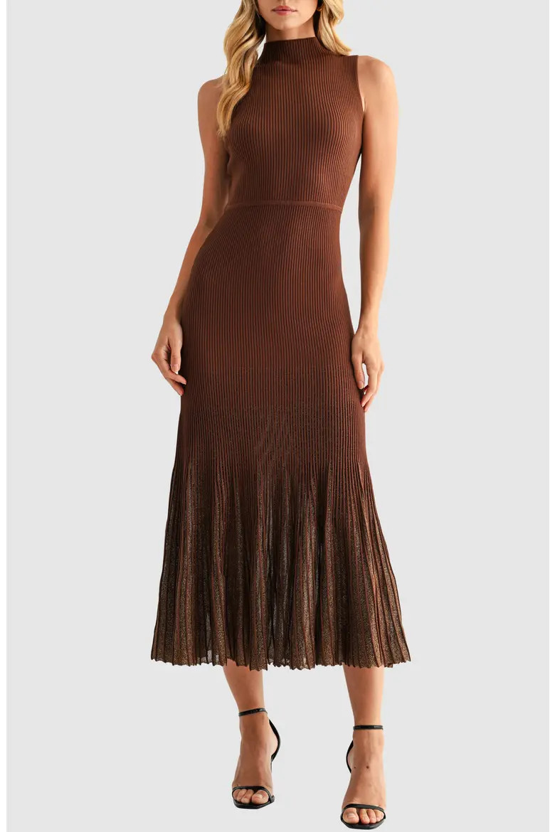 Mila Mae Sleeveless Mermaid Hem Sweater Dress in Brown at Nordstrom, Size X-Large | Nordstrom