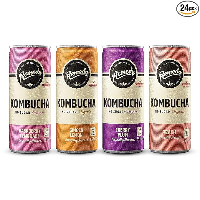 Remedy Raw Organic Kombucha Tea - Sparkling Live Cultured Drink - Sugar Free 4 Flavor Variety Pac... | Amazon (US)