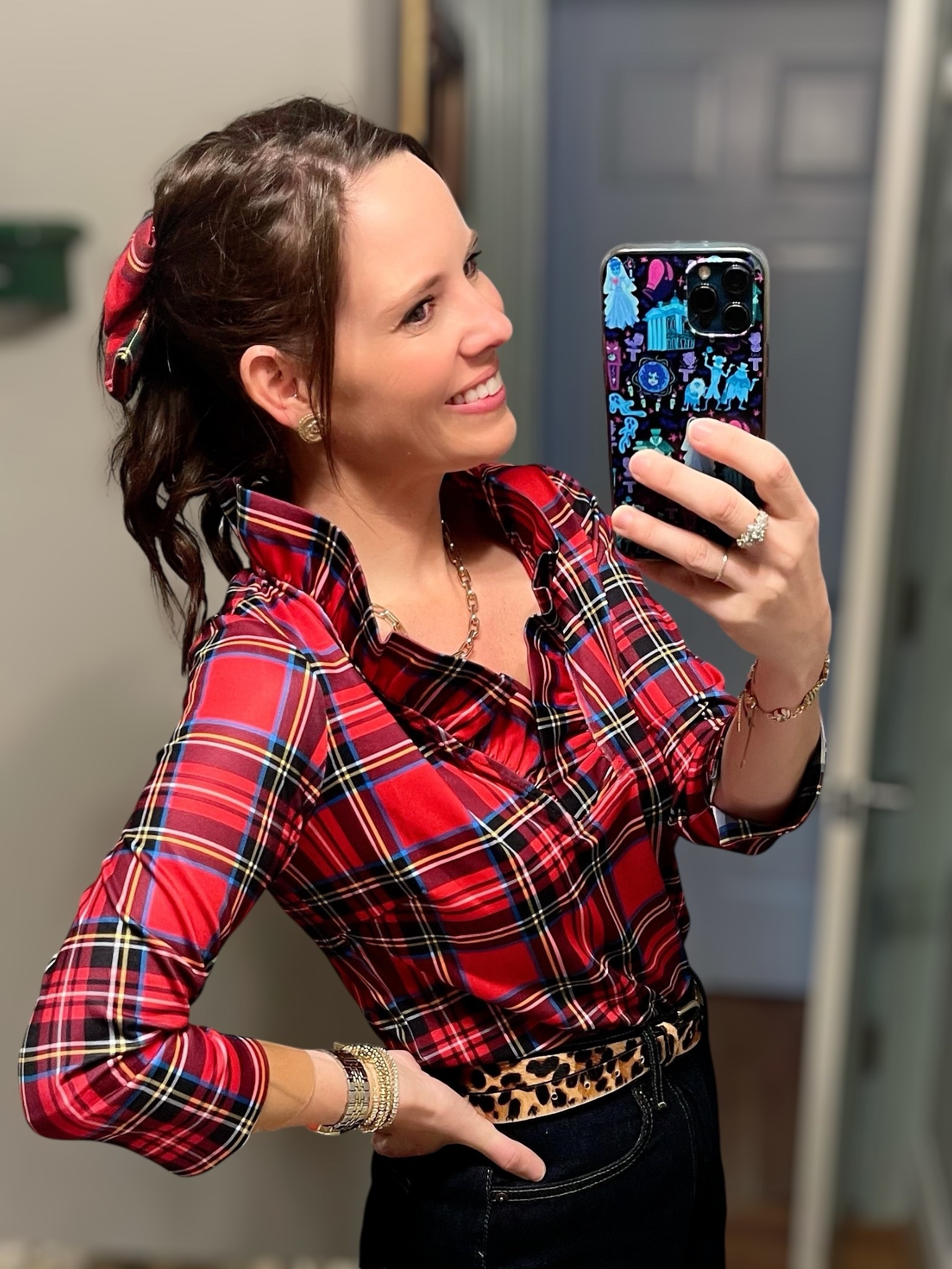 Festive Plaid Holiday Outfit ✨🎄

The prettiest Gretchen Scott plaid top from Teggy French paired with dark denim, a pop of leopard, and classic red heels for the ultimate holiday-ready look. This is such an easy outfit for Christmas parties, family photos, school events, or a dressy-casual December day. The top has that signature Gretchen Scott crisp fabric and tailored fit, and I love how it tucks cleanly into high-waisted denim. I’m wearing my straight-leg jeans (they run a little small), my leopard calf-hair belt, vintage-inspired gold earrings, and the $10 BaubleBar bracelets that are perfect for stacking. Such a fun, polished Christmas outfit you can rewear all season long. ❤️💚

holiday outfit • christmas outfit idea • plaid top • teggey french gretchen scott • dark denim outfit • straight leg jeans • red heels • classic holiday style • timeless christmas look • affordable jewelry finds • baublebar bracelet sale • winter style inspo • holiday outfit for moms • preppy holiday look • festive plaid outfit • cozy christmas style • december style favorites

#LTKGiftGuide #LTKootd #LTKHoliday

#LTKootd #LTKHoliday #LTKGiftGuide