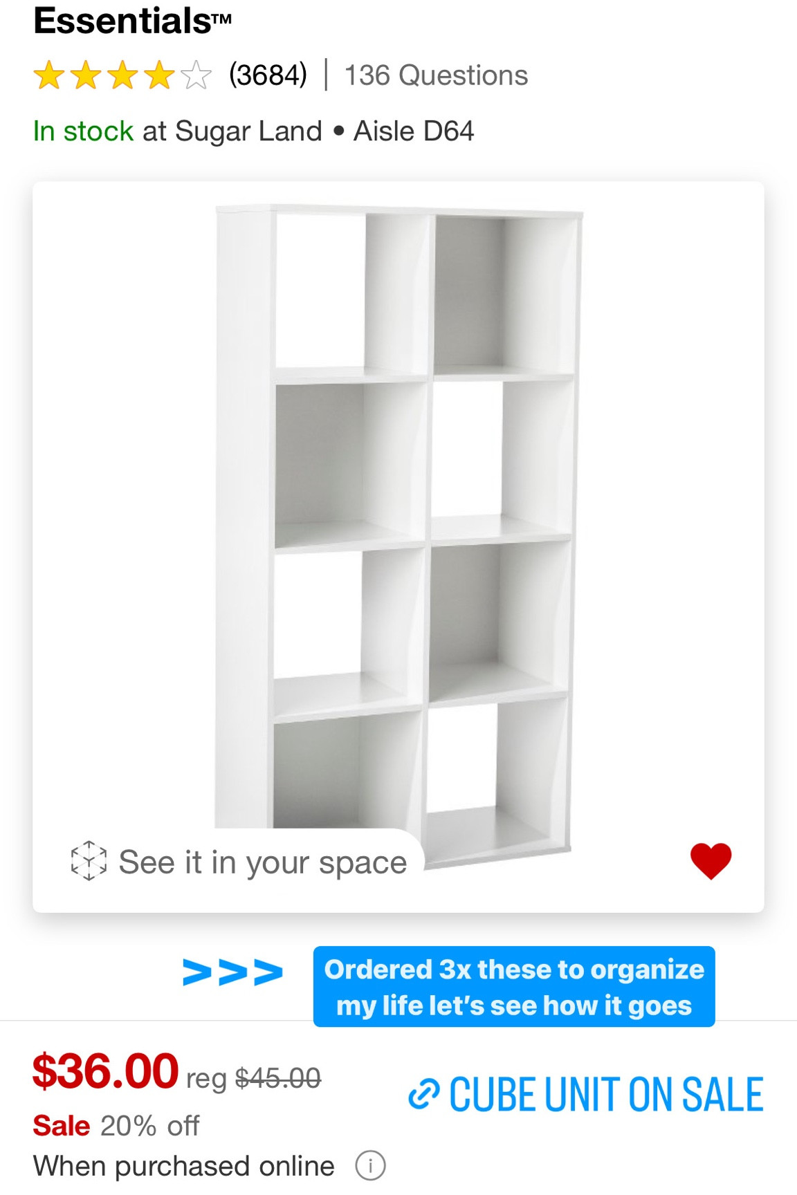 New cube units for the upstairs! 

20% off cube units is a deal I think 🫶🏻



#LTKfindsunder50 #LTKsalealert #LTKhome