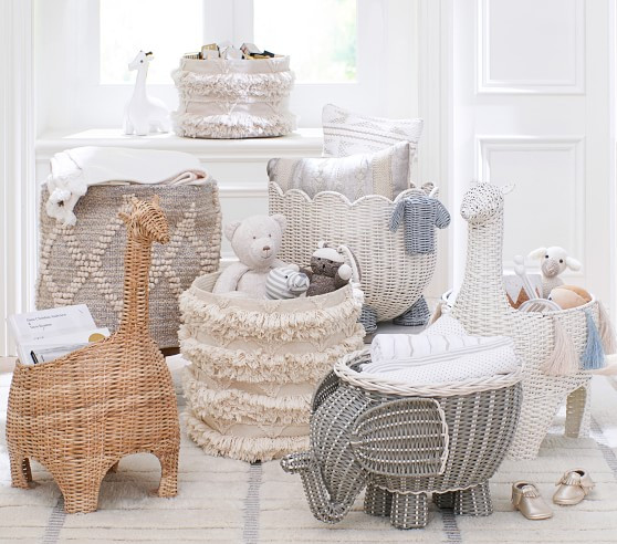 Giraffe Shaped Wicker Basket | Pottery Barn Kids