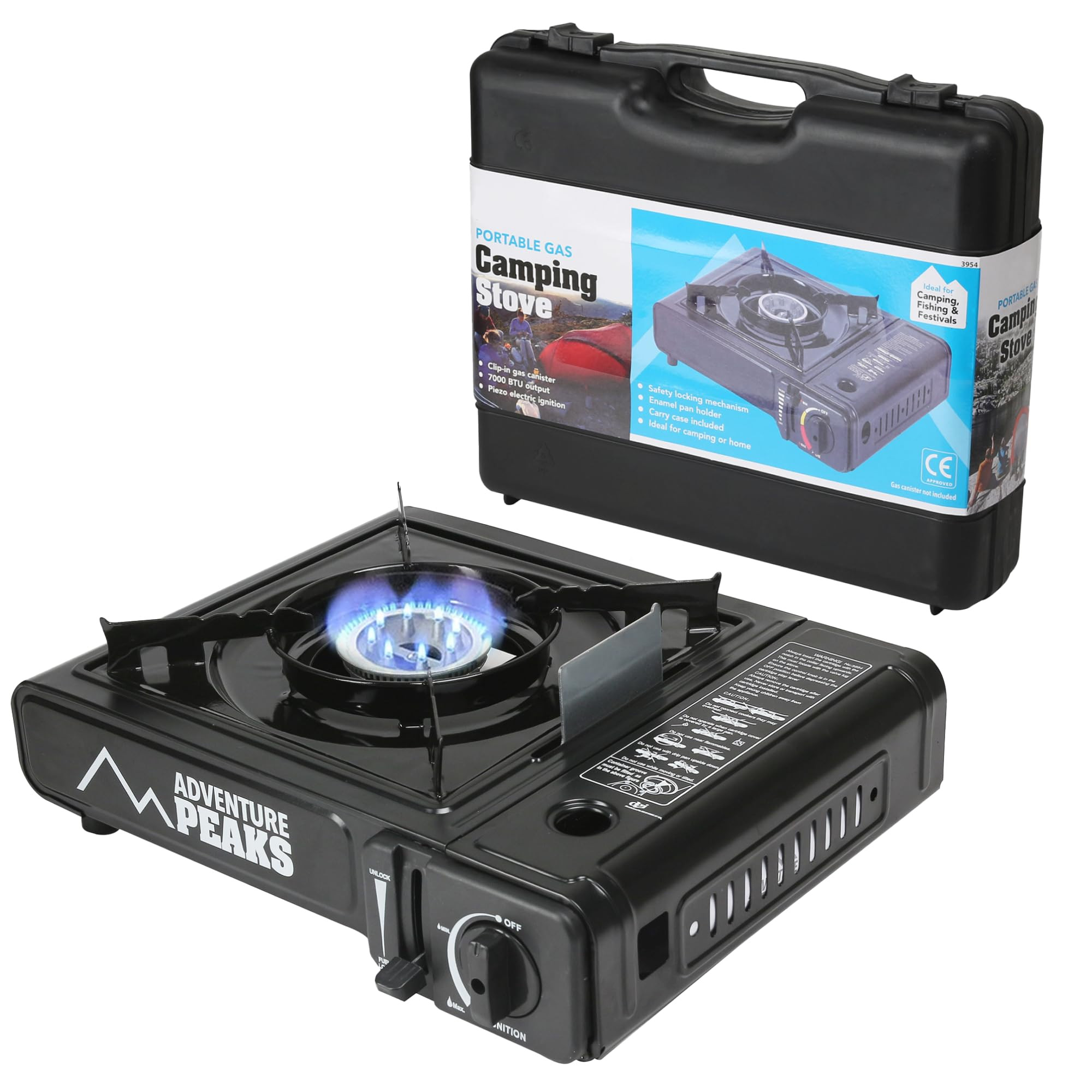 Adventure Peaks Portable Camping Gas Cooker Single Burner Stove Automatic Ignition System Enamel ... | Amazon (UK)