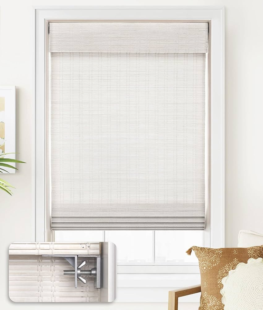 LazBlinds No Tools No Drill Cordless Bamboo Roman Shades, Light Filtering Window Treatment, Roll ... | Amazon (US)