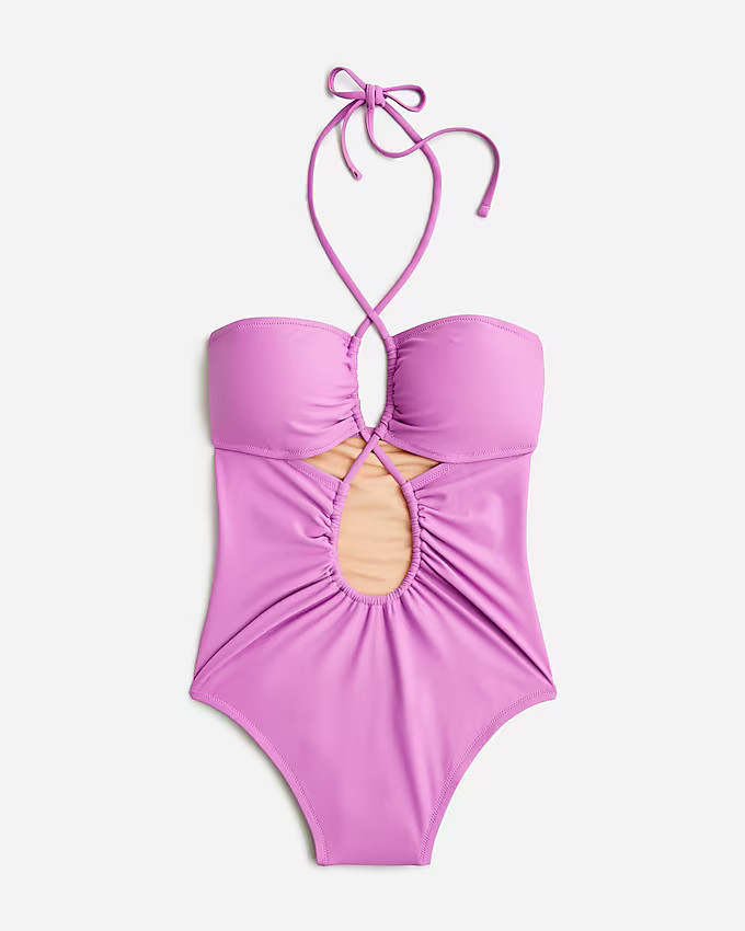 Cutout halter one-piece swimsuit | J. Crew US