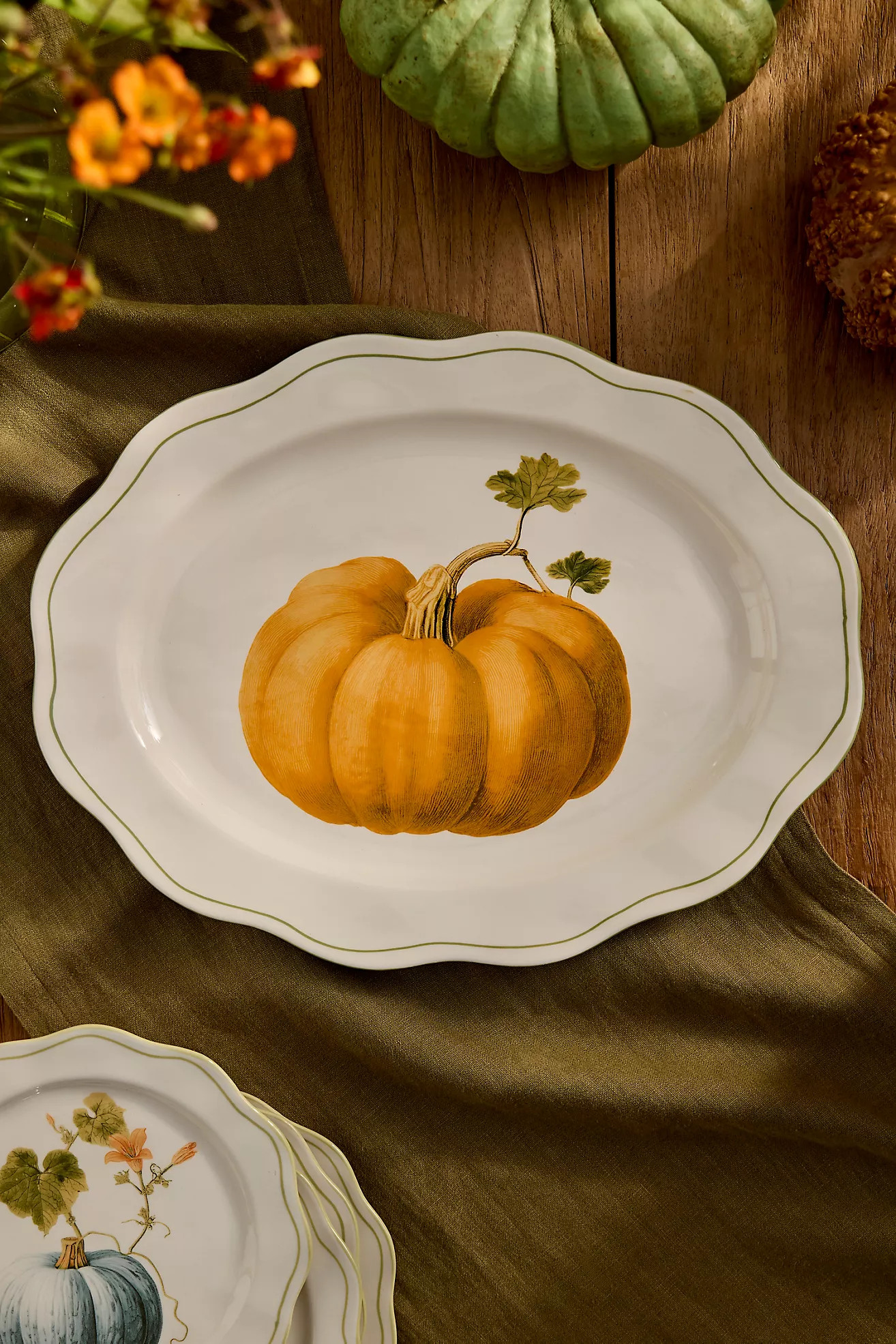 Heirloom Pumpkin Scalloped Stoneware Serving Platter | Anthropologie (US)