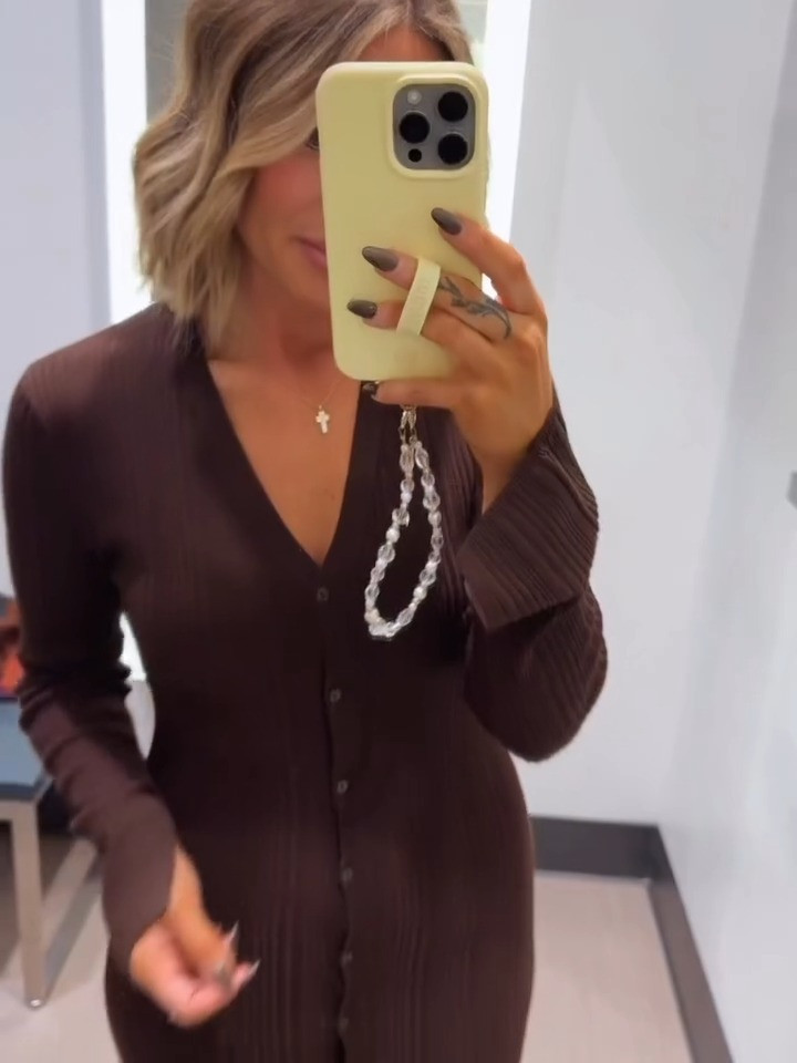 Loving this chocolate brown button front dress for fall!  

 #LTKootd #LTKmomlife #LTKSeasonal