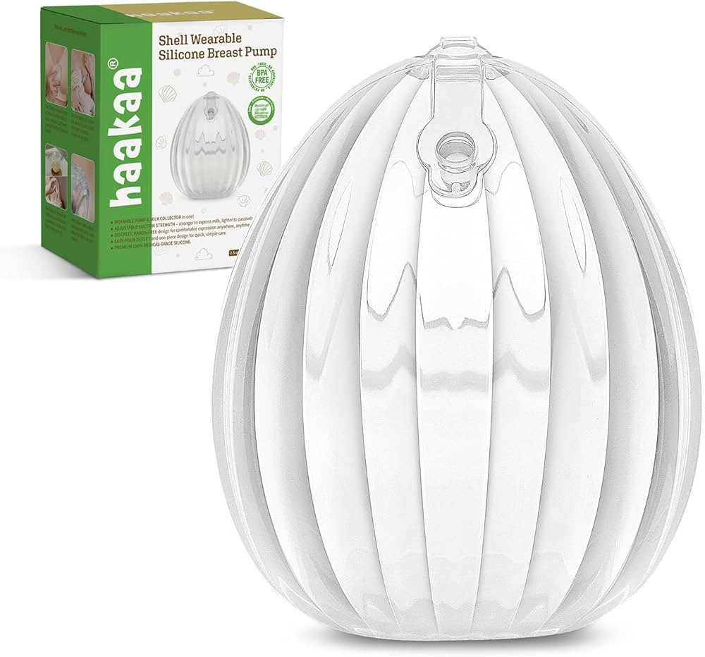 haakaa Shell Wearable Silicone Breast Pump - Silicone Hands Free Breast Pump - Passive Breast Mil... | Amazon (US)