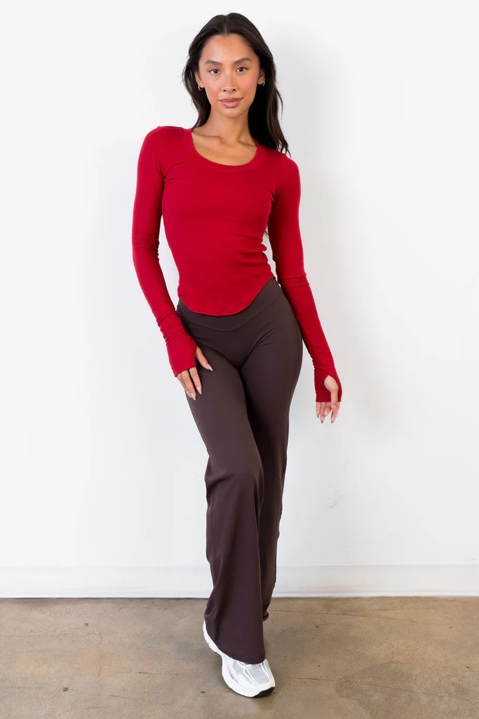 Vitality Essential Rib Scoop Top - Crimson | Vitality