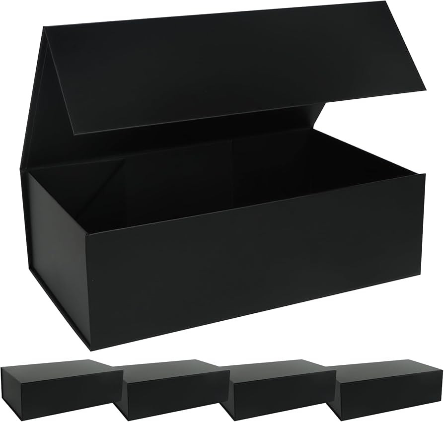 Large Black Gift Box with Magnetic Lids 13.8x8.3x4.4 in, Bridesmaid Groomsman Proposal Boxes, Col... | Amazon (US)