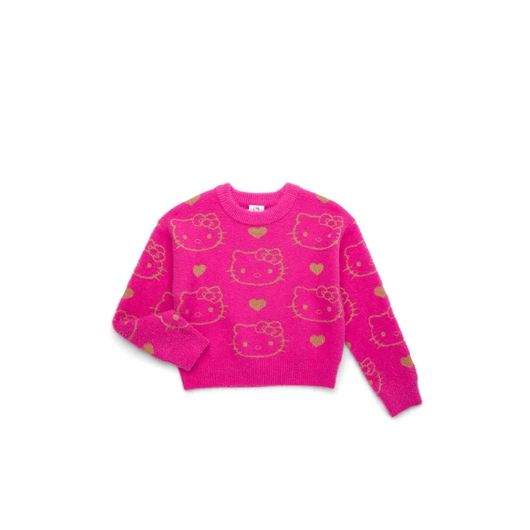 Hello Kitty Girls Metallic Lurex Holiday Sweater, Sizes 4-16 | Walmart (US)