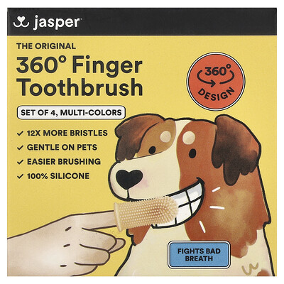 Jasper, 360° Finger Toothbrush, Multi-Colors, 4 Toothbrushes | iHerb