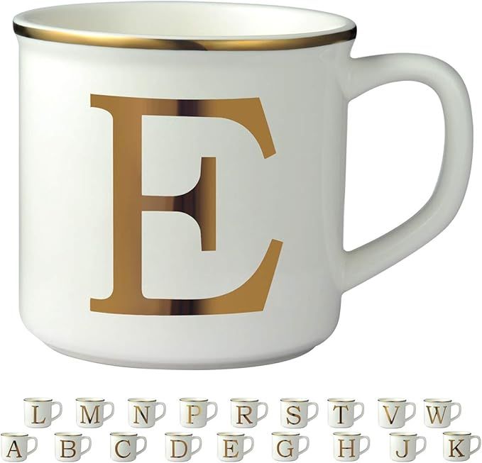 Miicol Gold Initial 16 OZ Large Ceramic Coffee Mug Tea Cup for Office and Home Use, Perfect Monog... | Amazon (US)