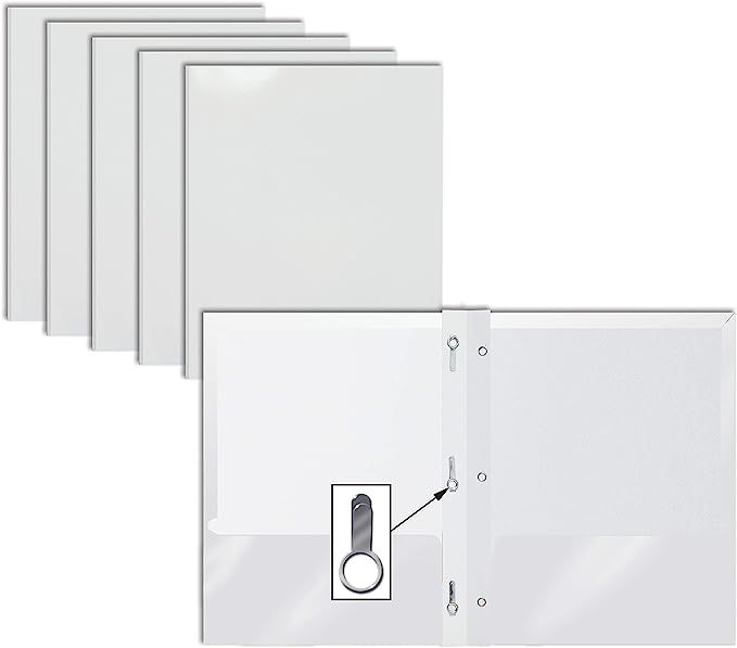 2 Pocket Glossy White Paper Folders with Prongs, 25 Pack, by Better Office Products, Letter Size,... | Amazon (US)