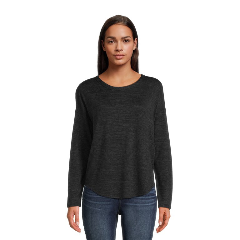 Time and Tru Women's Long Sleeve Hacci Knit Tee, Sizes S-XXXL | Walmart (US)