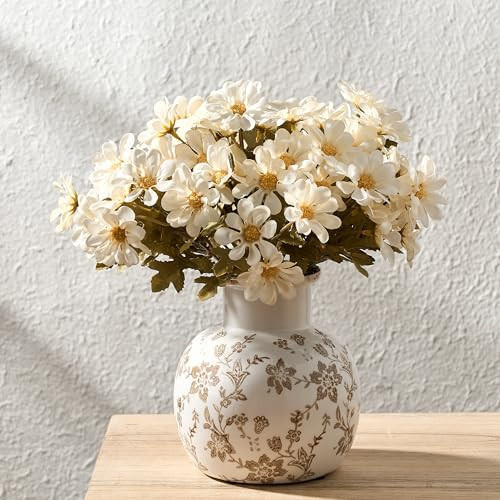 SIDUCAL Ceramic Vintage Vase, 5.91 Inch Retro Ice Cracked Chinoiserie Floral Vase, Rustic Farmhouse Vases for Home Decor, Bookshelf, Garden, Chinoiserie Decor, Tuscan Decor, Brown Floral Pattern | Amazon (US)