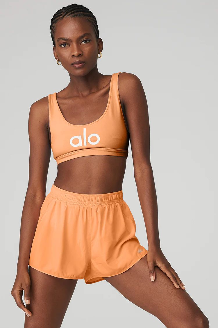 Ambient Logo Bra - Cantaloupe/White | Alo Yoga